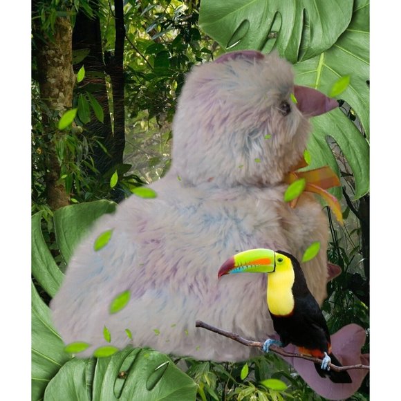 GOFFA Easter Chirping White Baby Bird with Purple Trim & Yellow Paid Bow 6" Toy - Picture 2 of 15